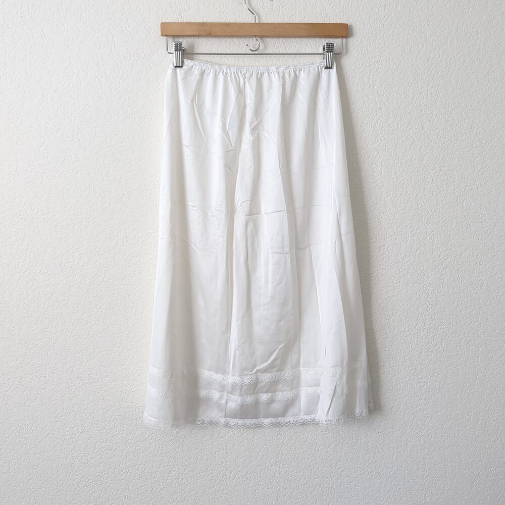 Vintage Women's‎ Pettiskirt Slip White Dixie Belle Lace Full Length Midi USA L - Picture 6 of 7